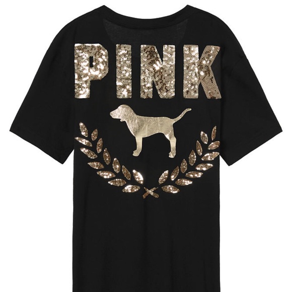 PINK Victoria's Secret Tops New Vs Pink Bling Tee Shirt Sequins S M L Xl Poshmark